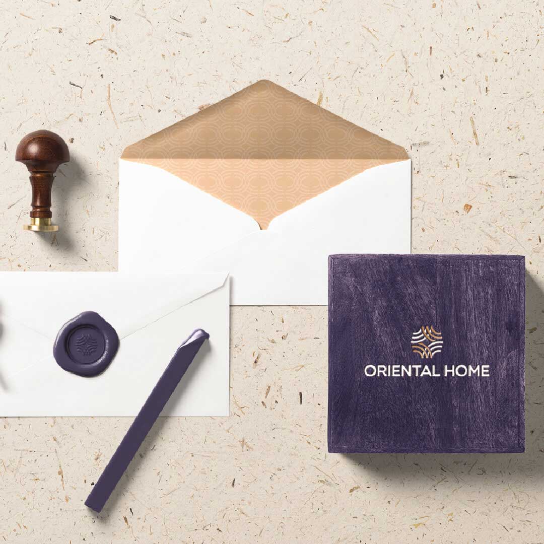 Oriental-Home-envelops-textile-Branding-logo-talks